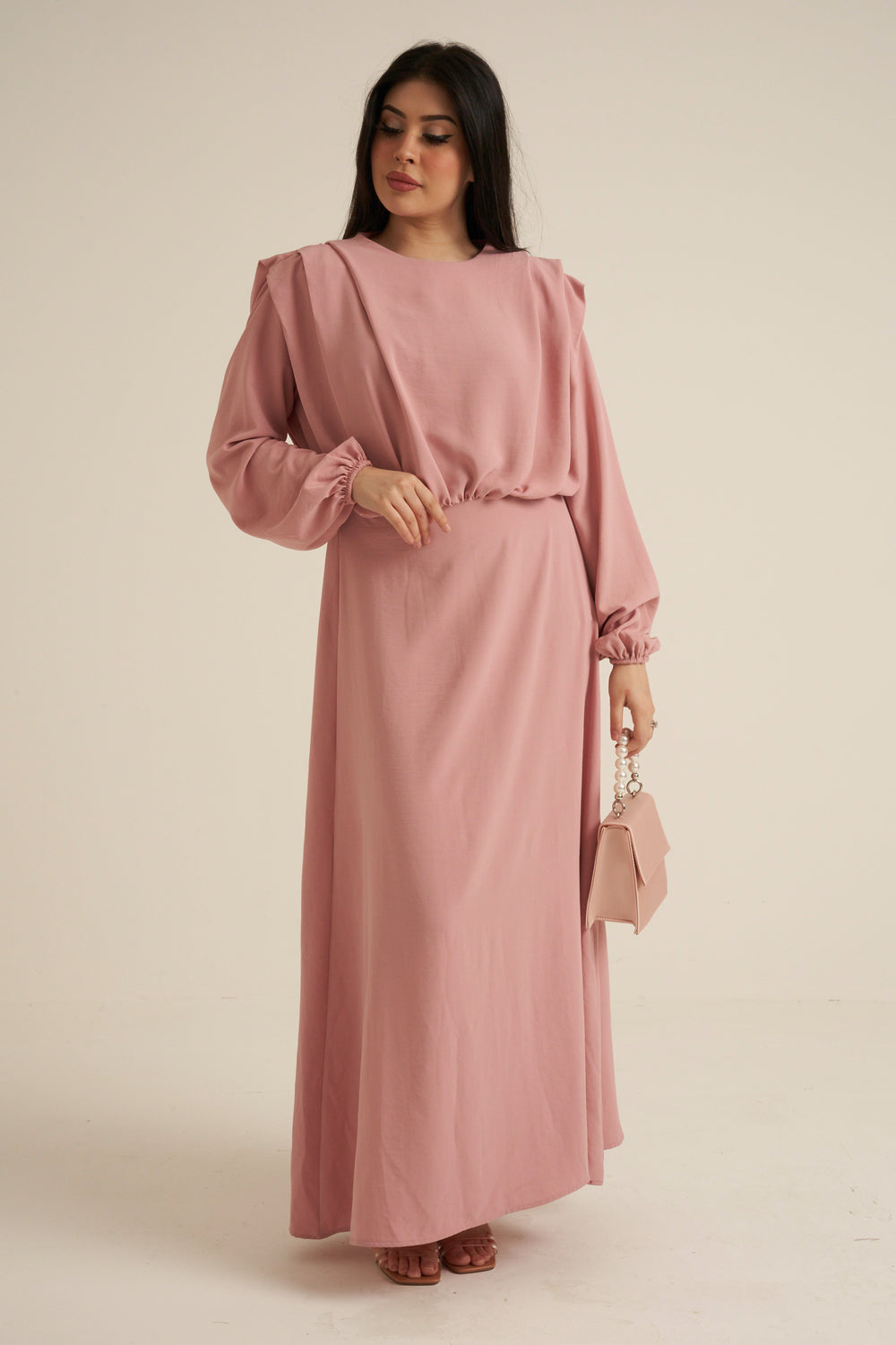 Aversa Pink Long Sleeve Maxi dress