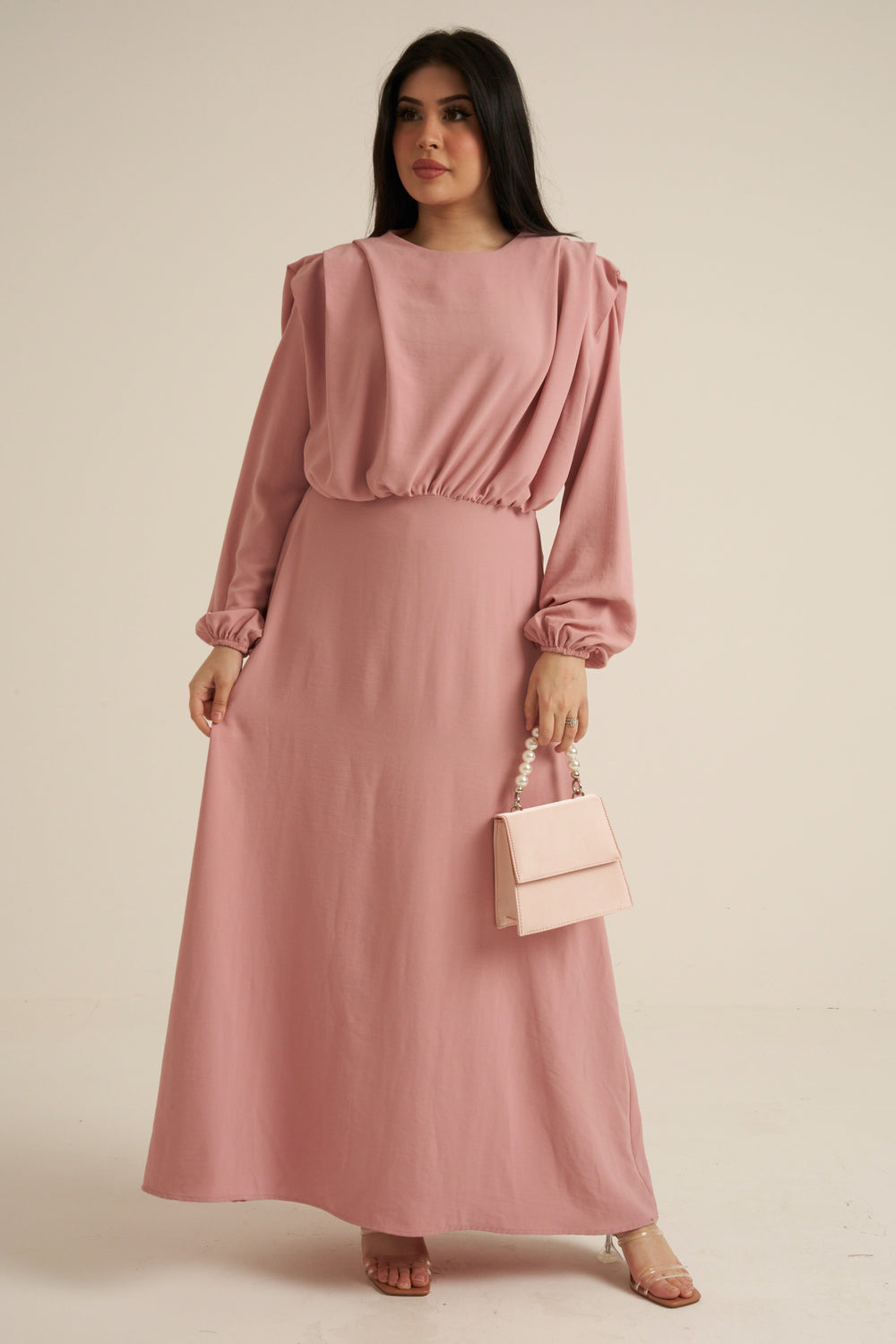 Aversa Pink Long Sleeve Maxi dress