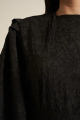 Brescia Black Embroidered Maxi Abaya dress with belt