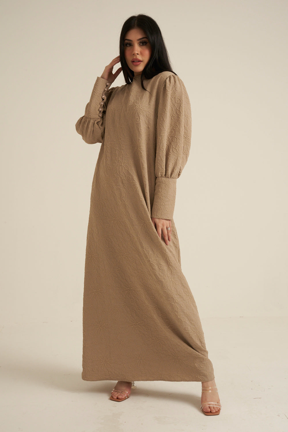 Bergamo Embroidered Maxi Abaya dress with belt