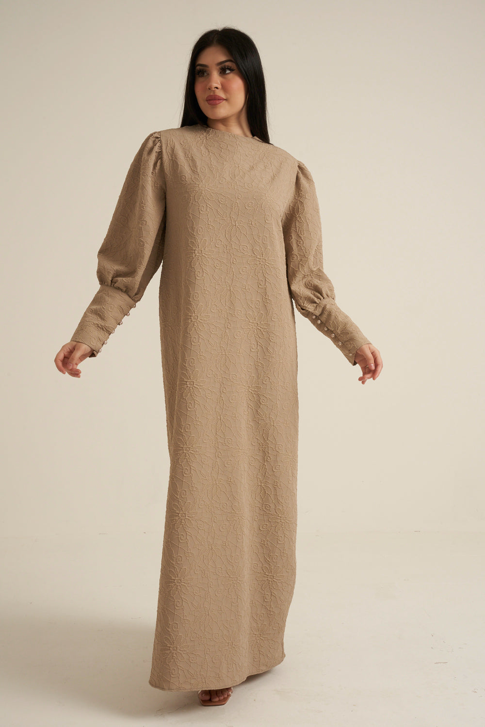 Bergamo Embroidered Maxi Abaya dress with belt