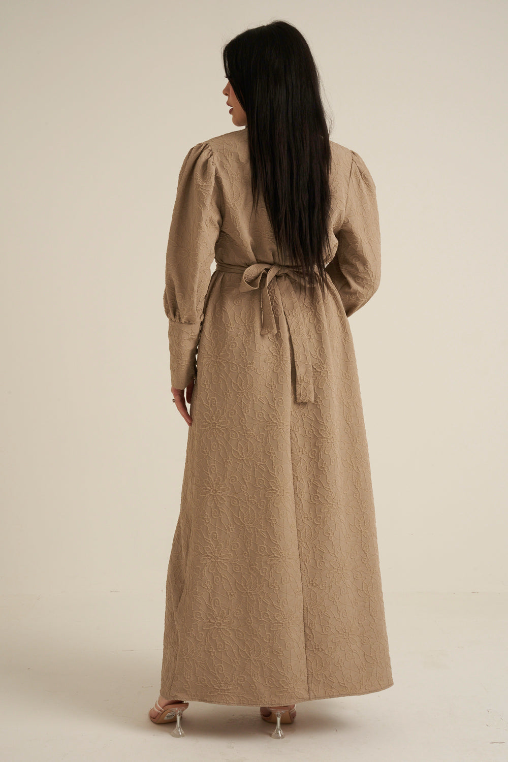 Bergamo Embroidered Maxi Abaya dress with belt