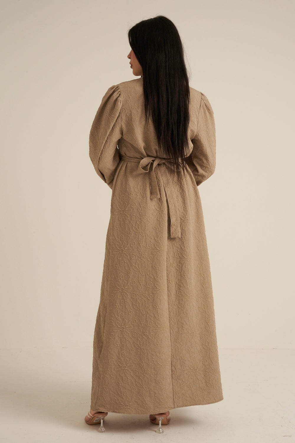 Bergamo Embroidered Maxi Abaya dress with belt