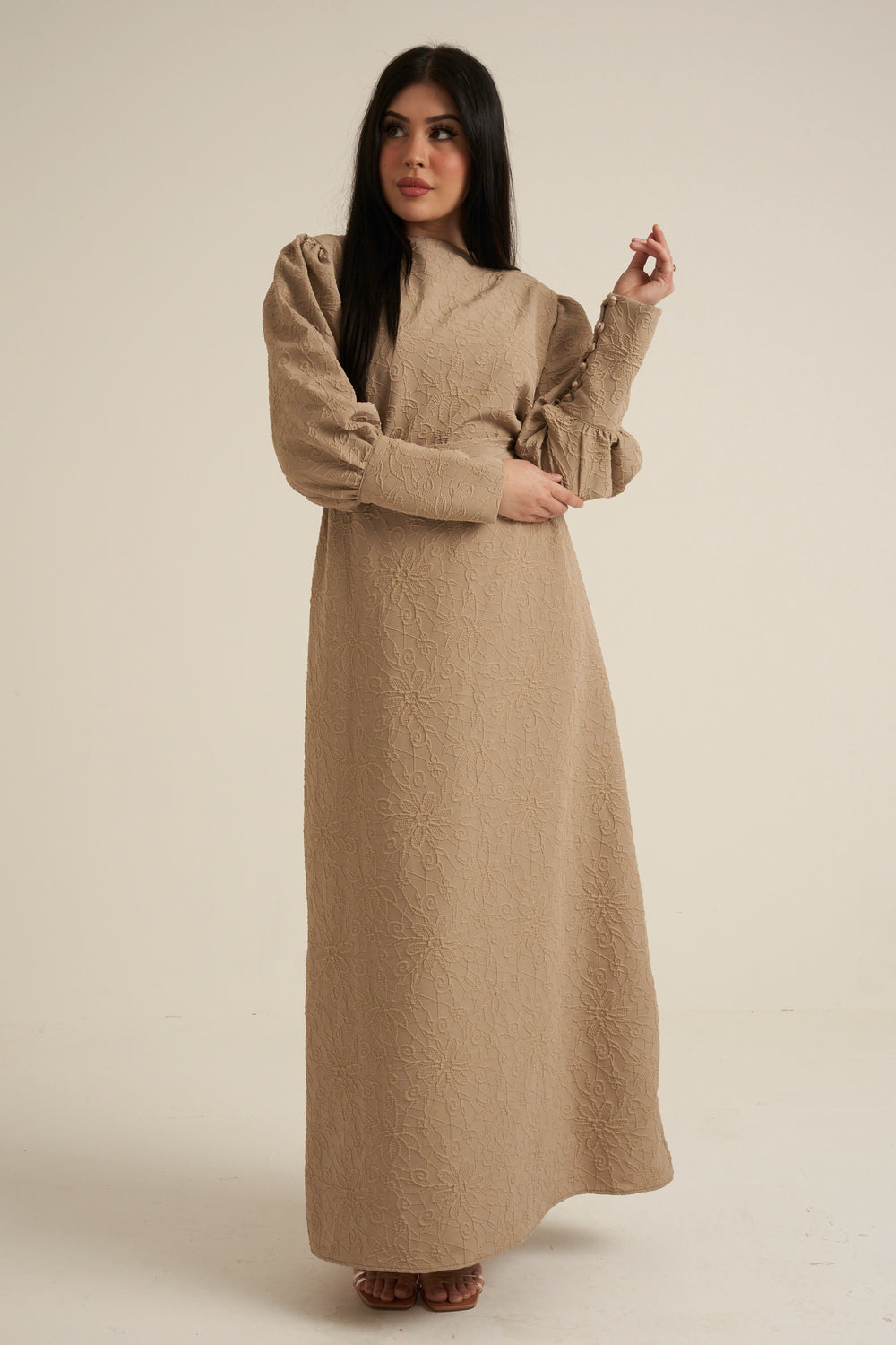 Bergamo Embroidered Maxi Abaya dress with belt