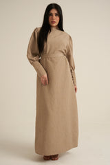 Bergamo Embroidered Maxi Abaya dress with belt