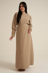 Bergamo Embroidered Maxi Abaya dress with belt
