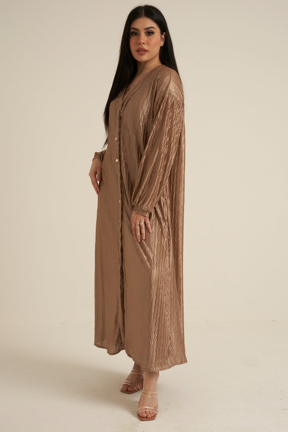 Champagne Buttoned Maxi Dress