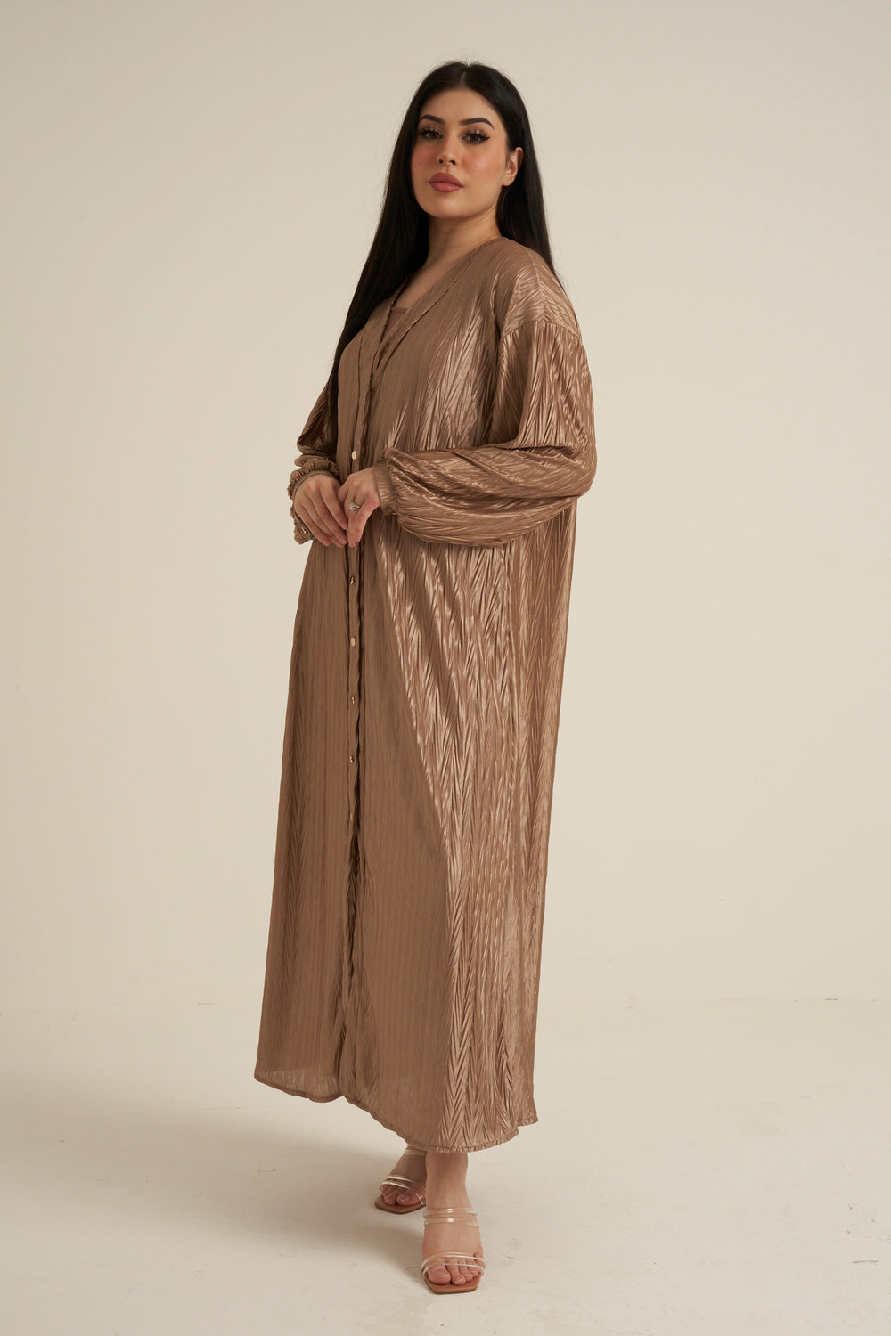 Champagne Buttoned Maxi Dress