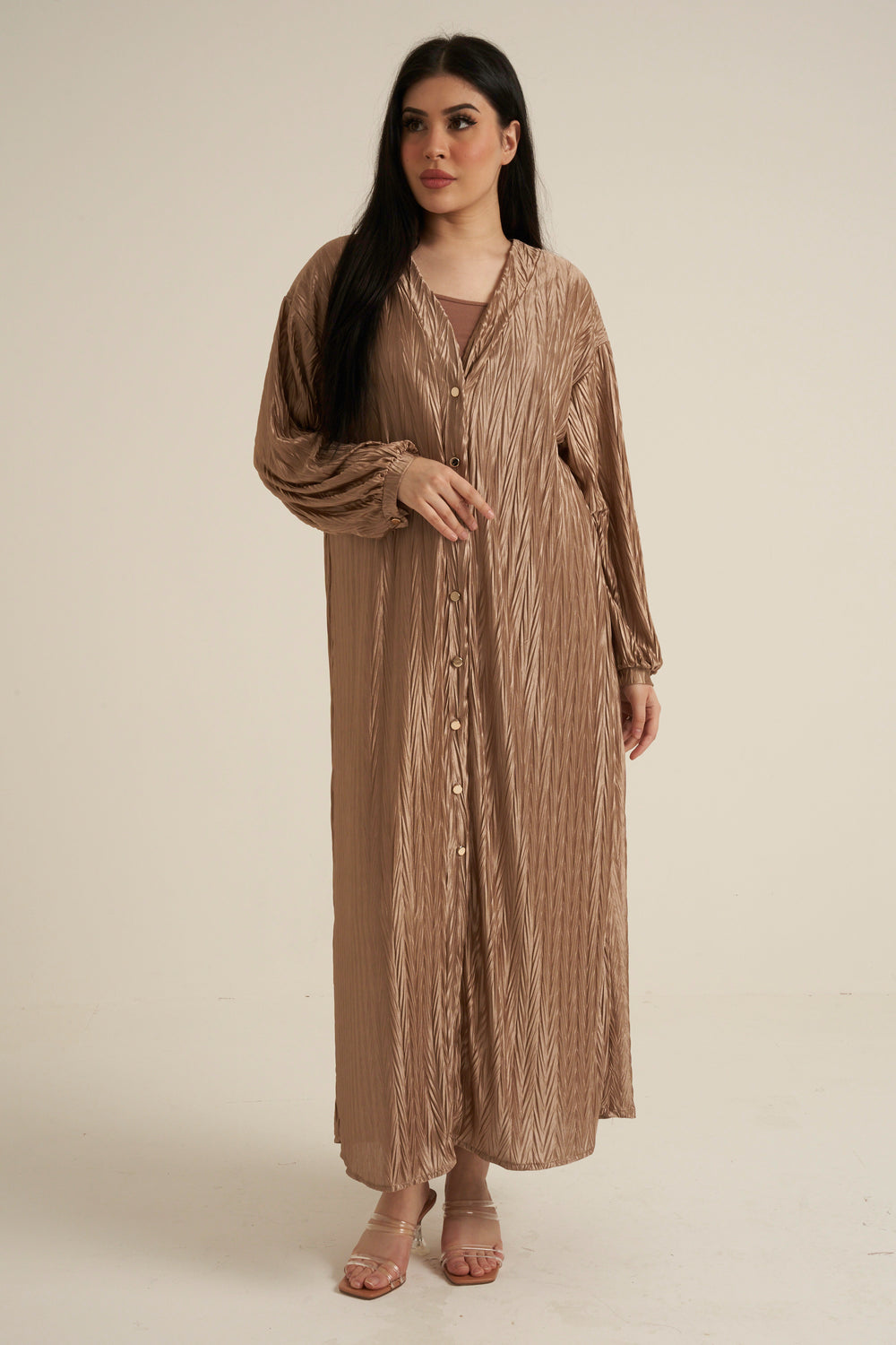 Champagne Buttoned Maxi Dress