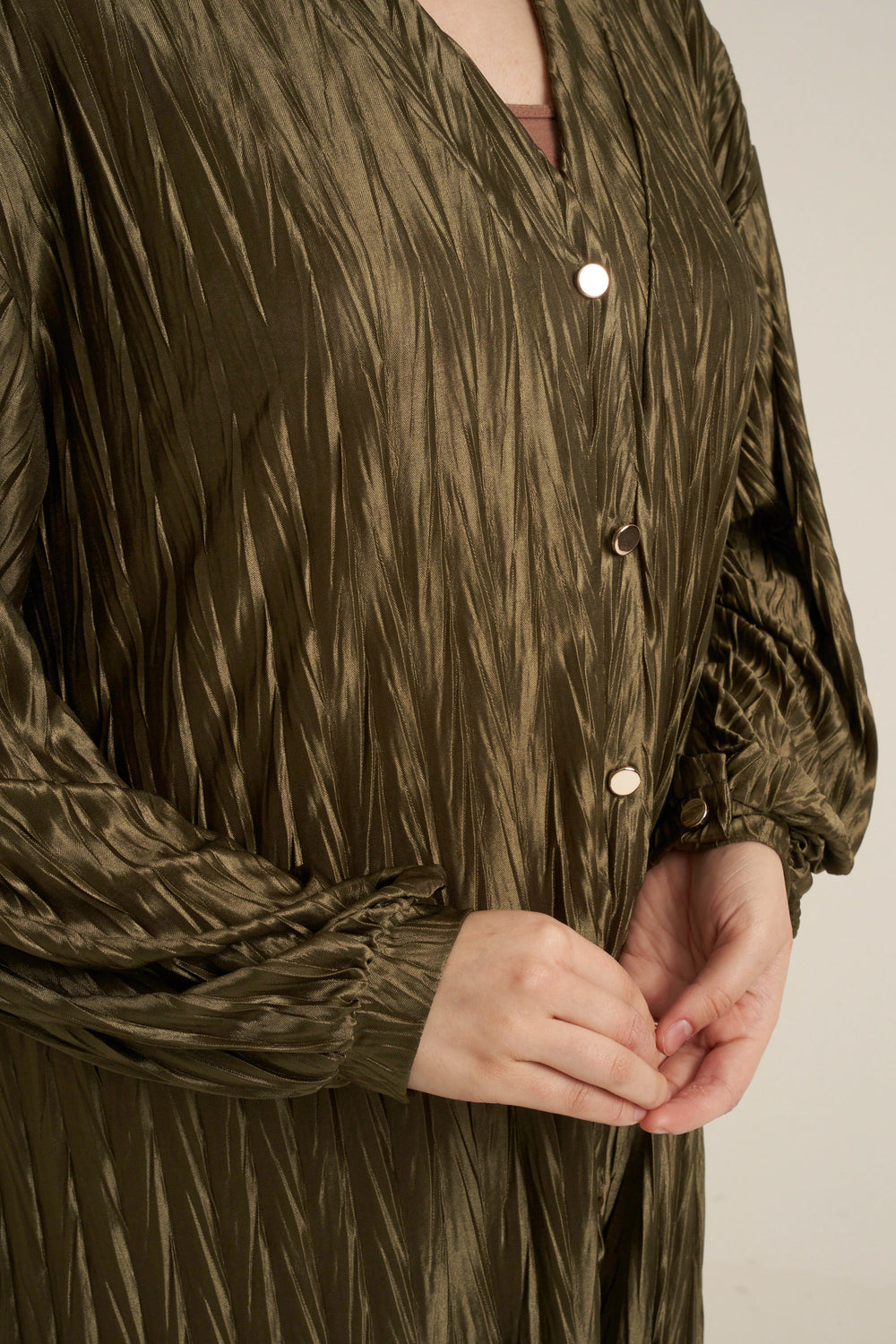 Olive Green Buttoned Maxi Dress