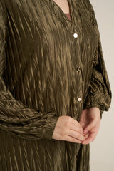 Olive Green Buttoned Maxi Dress