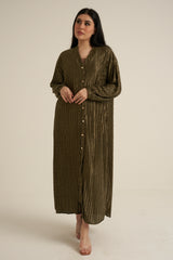 Olive Green Buttoned Maxi Dress