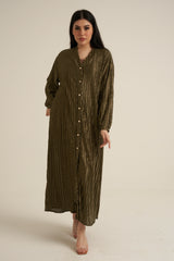Olive Green Buttoned Maxi Dress