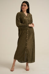 Olive Green Buttoned Maxi Dress