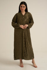 Olive Green Buttoned Maxi Dress