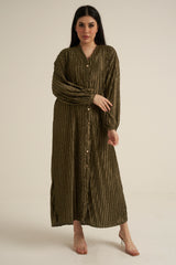 Olive Green Buttoned Maxi Dress