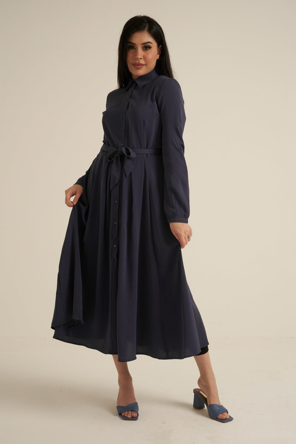 Steel Blue Maxi Dress with pockets
