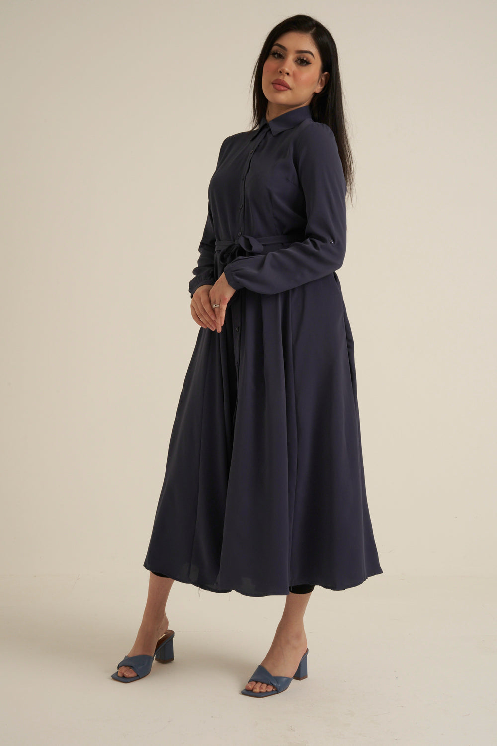 Steel Blue Maxi Dress with pockets