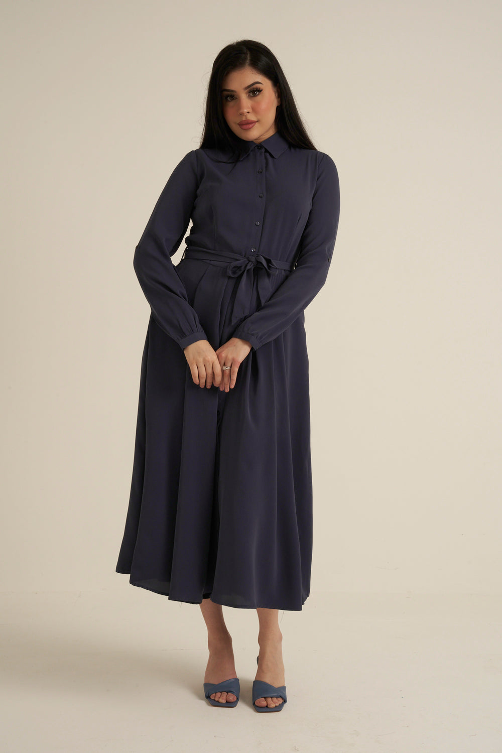 Steel Blue Maxi Dress with pockets