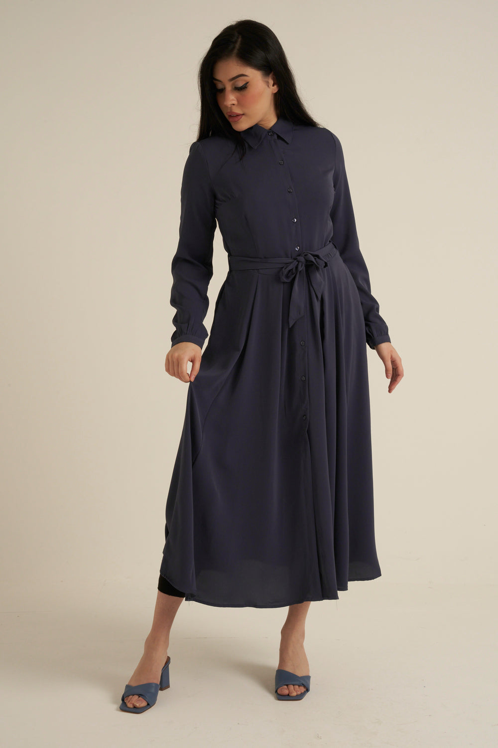 Steel Blue Maxi Dress with pockets