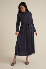 Steel Blue Maxi Dress with pockets