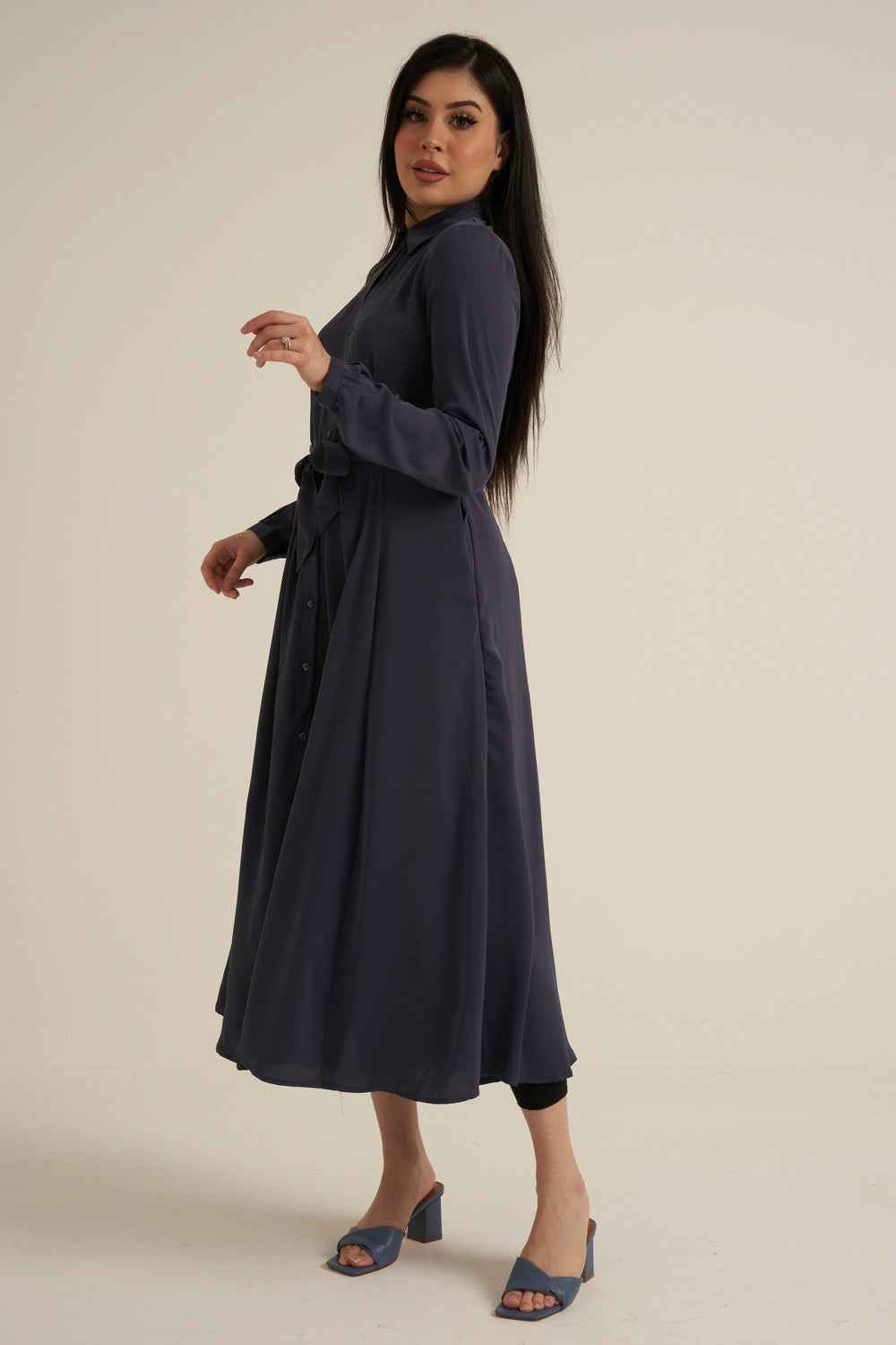 Steel Blue Maxi Dress with pockets