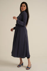 Steel Blue Maxi Dress with pockets