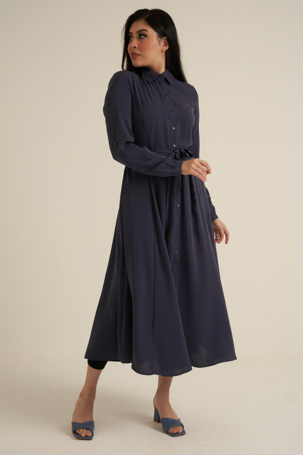 Steel Blue Maxi Dress with pockets