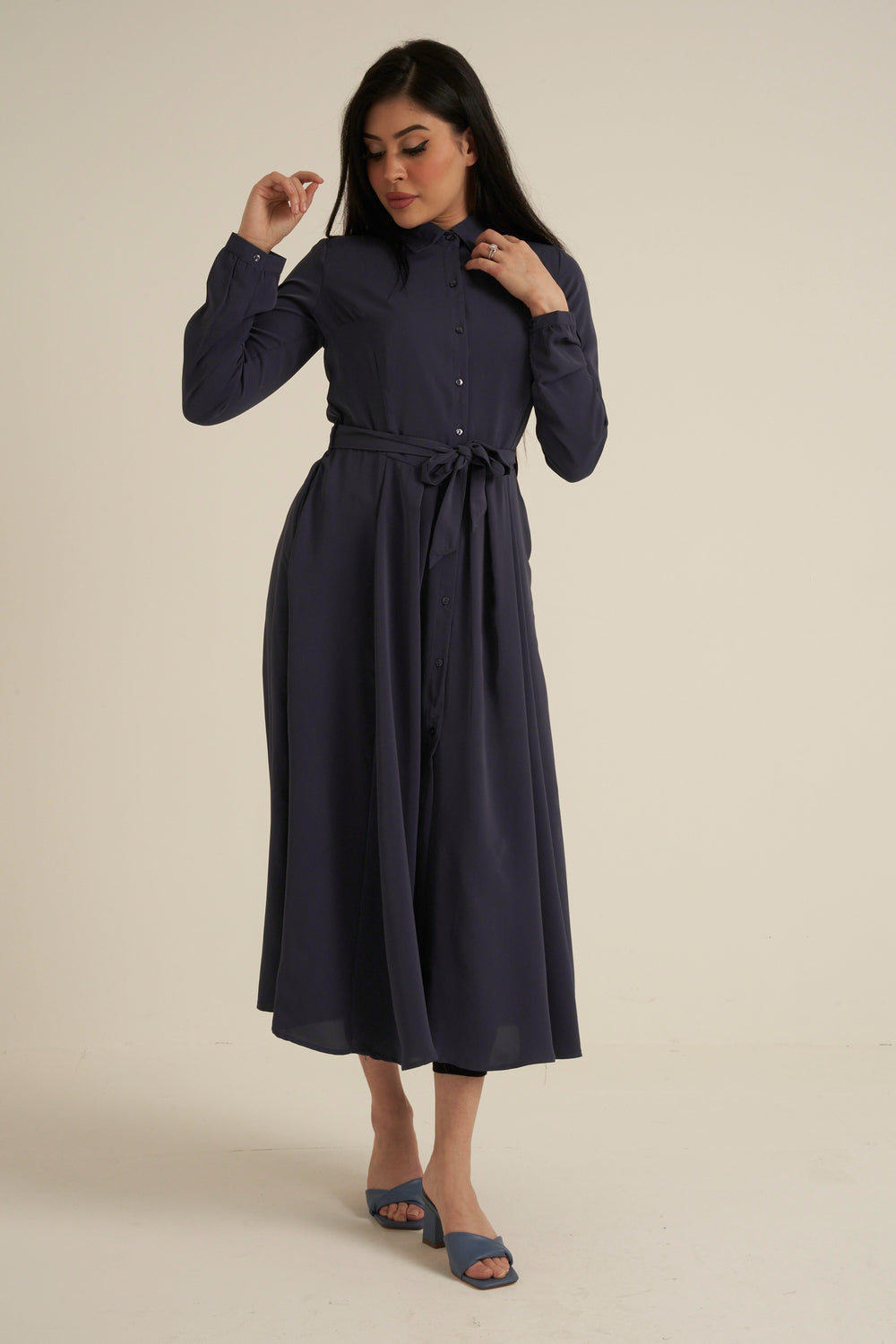 Steel Blue Maxi Dress with pockets