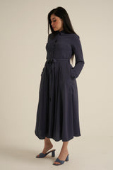 Steel Blue Maxi Dress with pockets