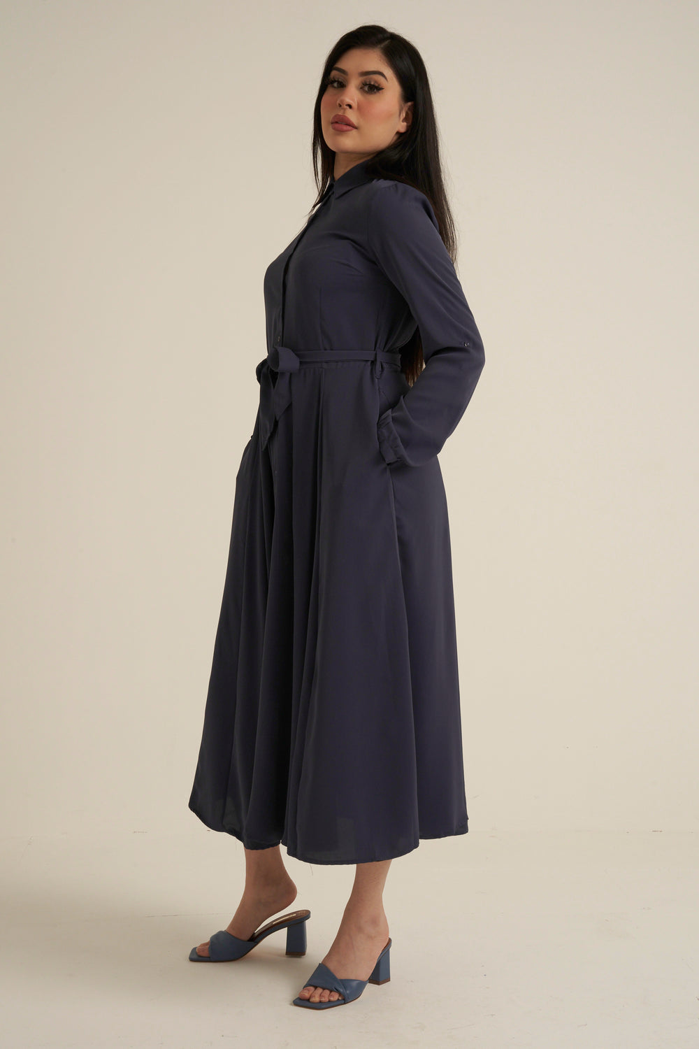 Steel Blue Maxi Dress with pockets