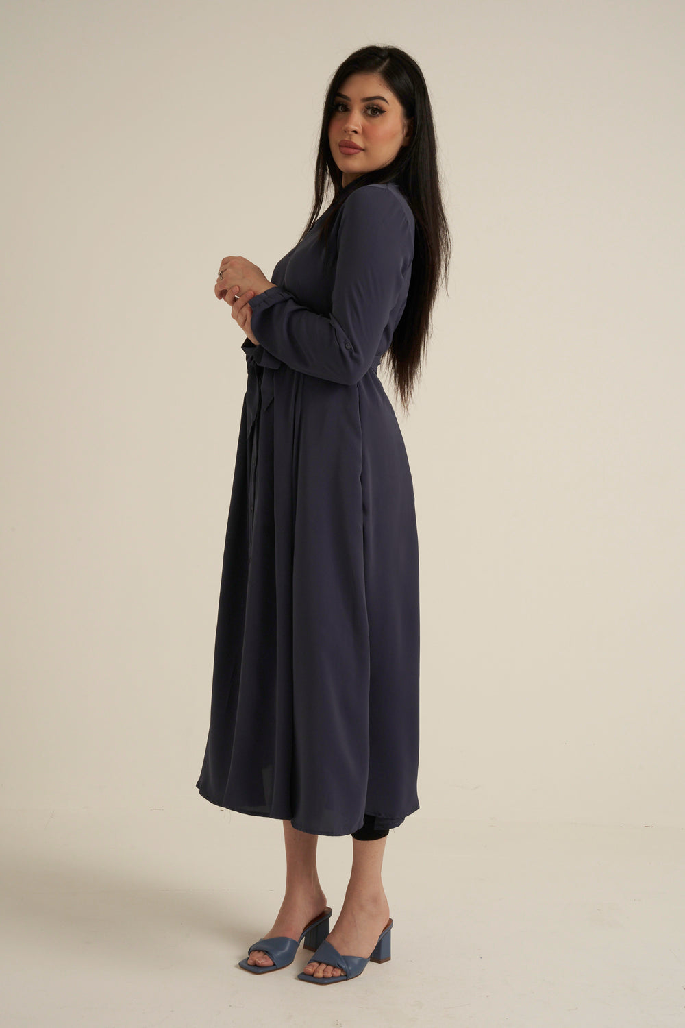 Steel Blue Maxi Dress with pockets