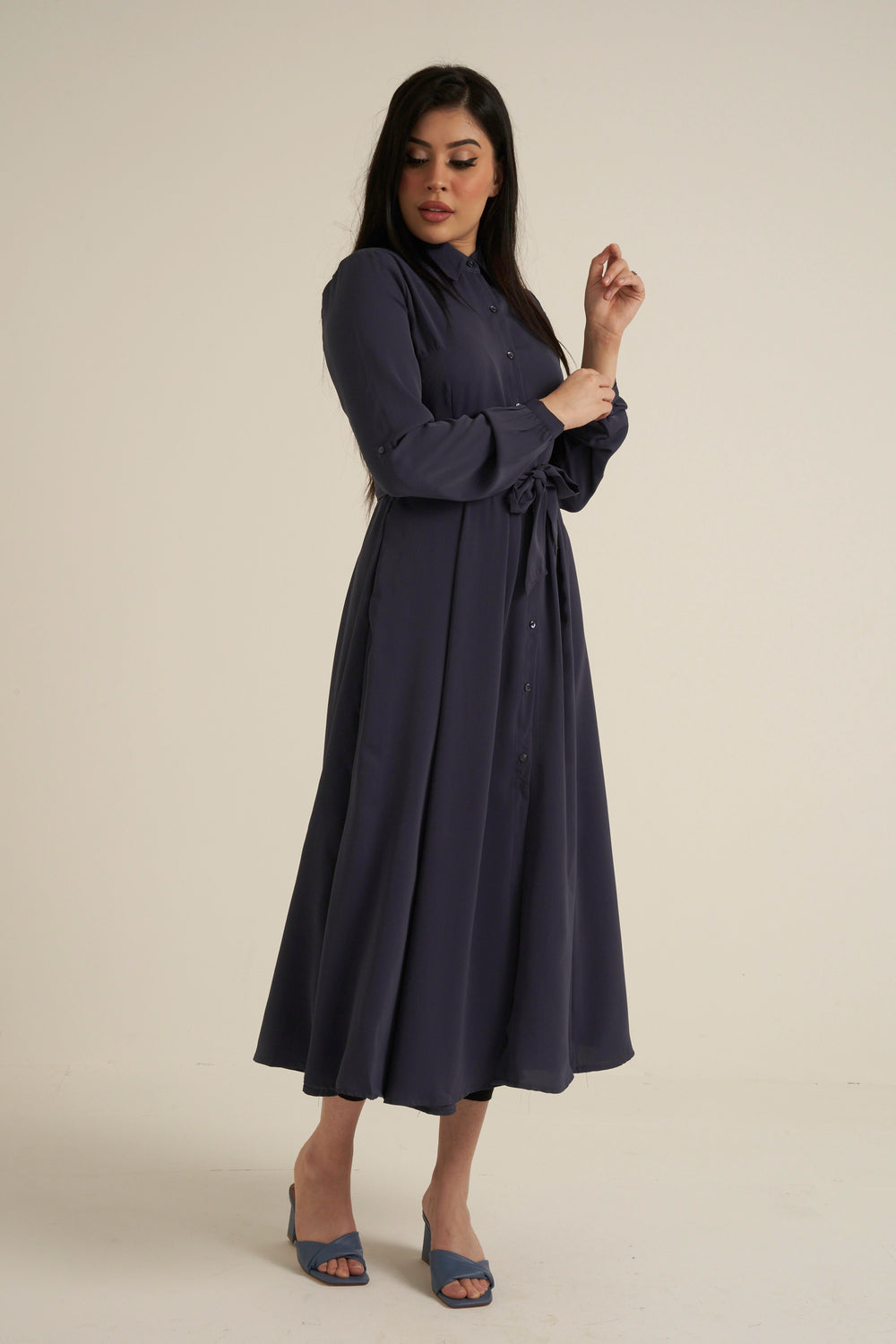 Steel Blue Maxi Dress with pockets