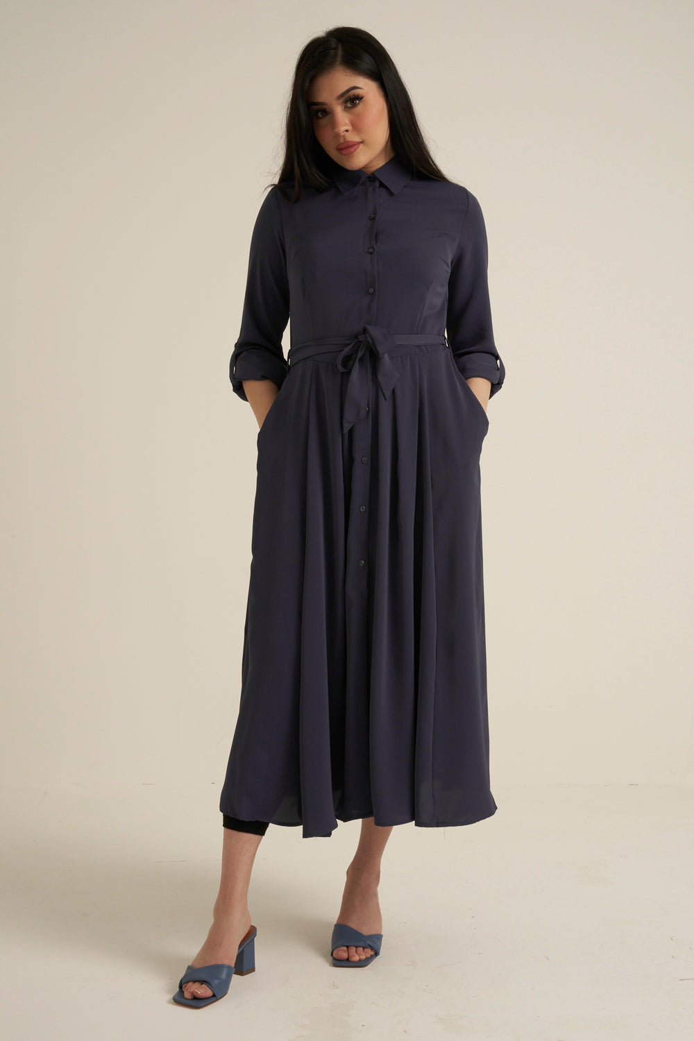 Steel Blue Maxi Dress with pockets