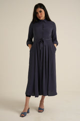 Steel Blue Maxi Dress with pockets