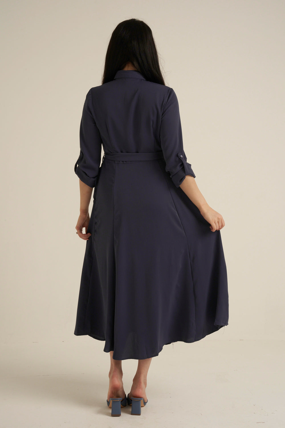 Steel Blue Maxi Dress with pockets