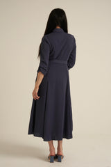 Steel Blue Maxi Dress with pockets