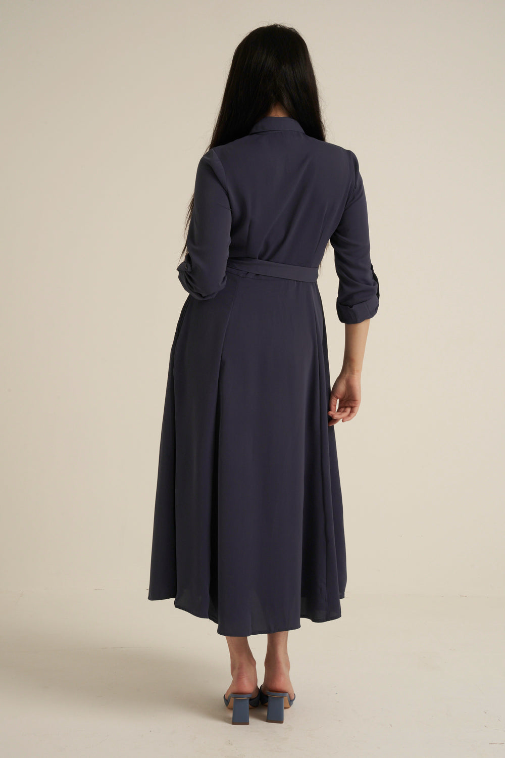 Steel Blue Maxi Dress with pockets