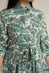Green Print Midaxi Dress with Pockets