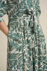 Green Print Midaxi Dress with Pockets