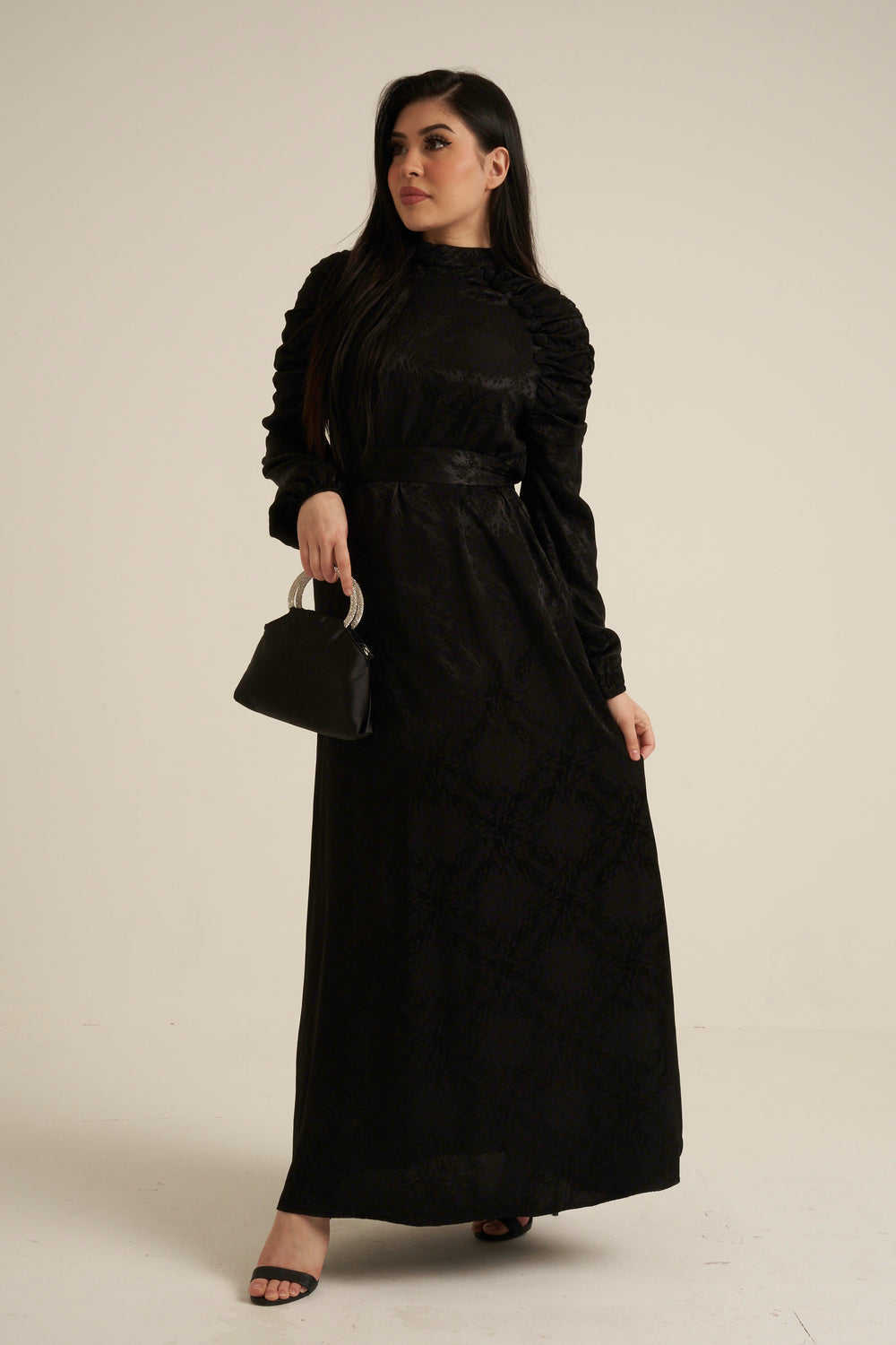 Verona Black Long Sleeve Maxi dress