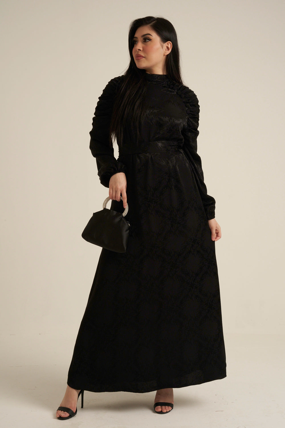 Verona Black Long Sleeve Maxi dress