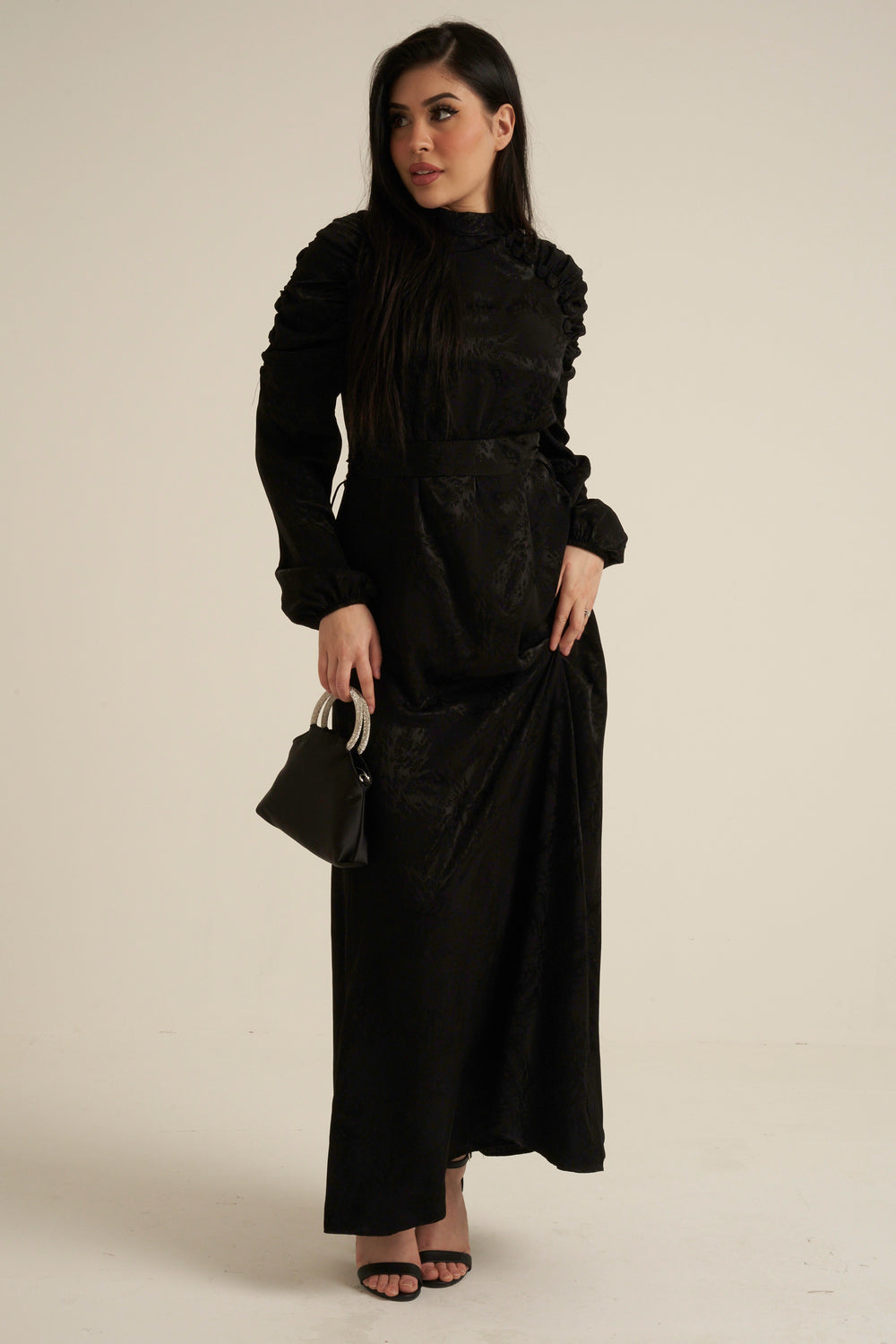Verona Black Long Sleeve Maxi dress