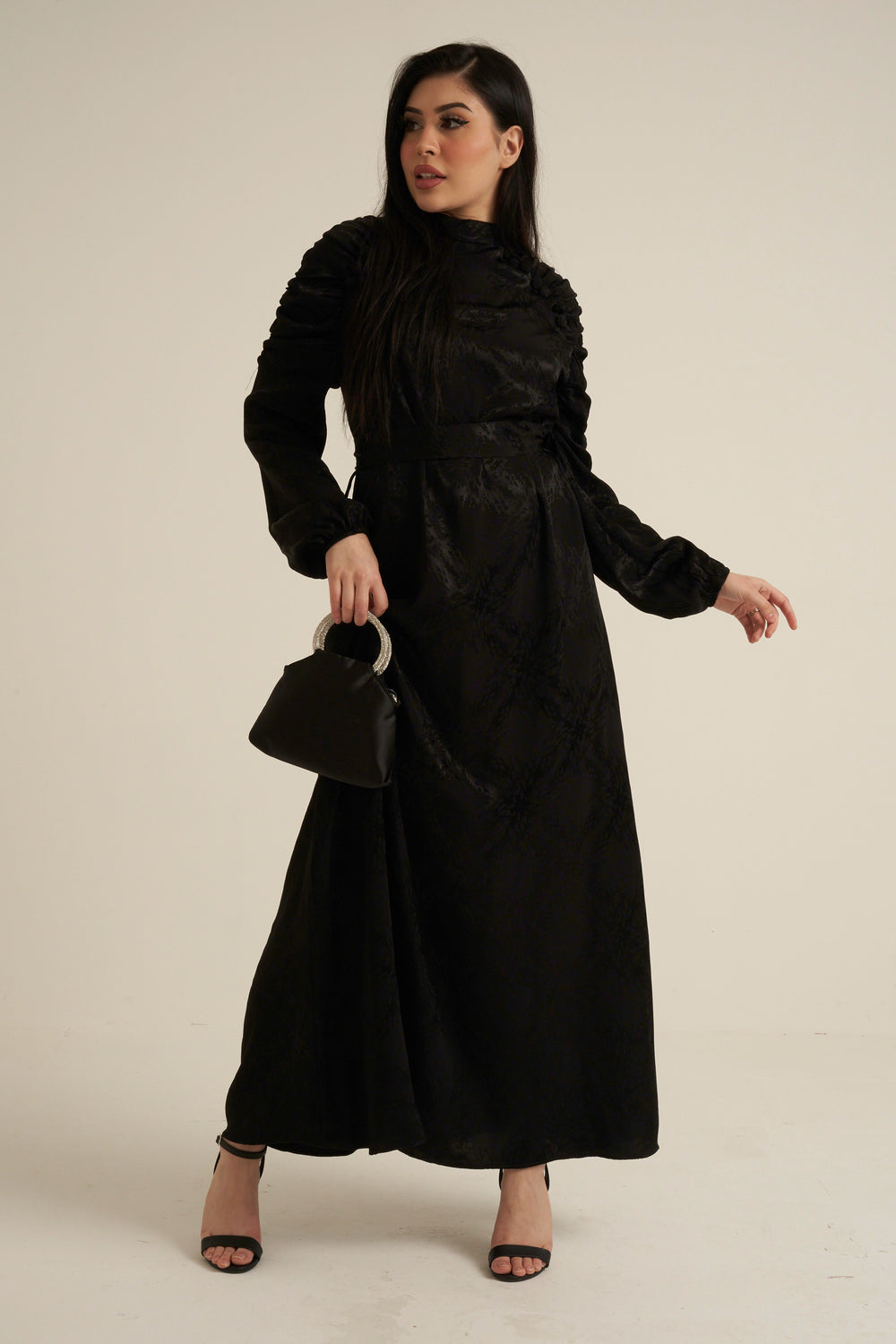 Verona Black Long Sleeve Maxi dress