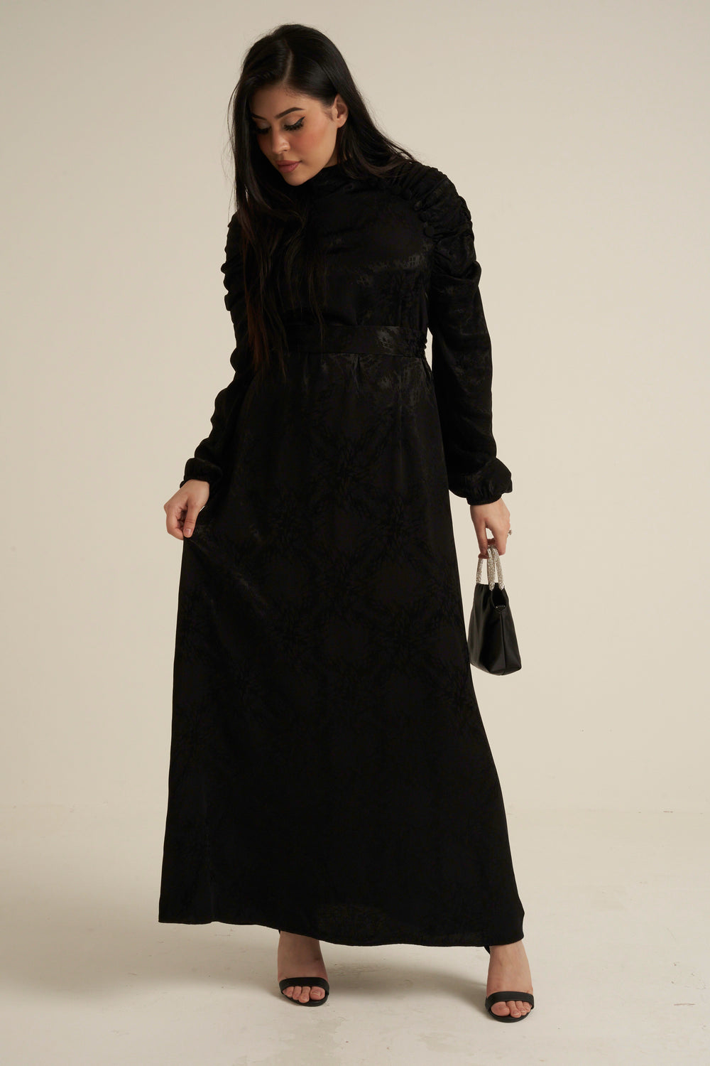 Verona Black Long Sleeve Maxi dress