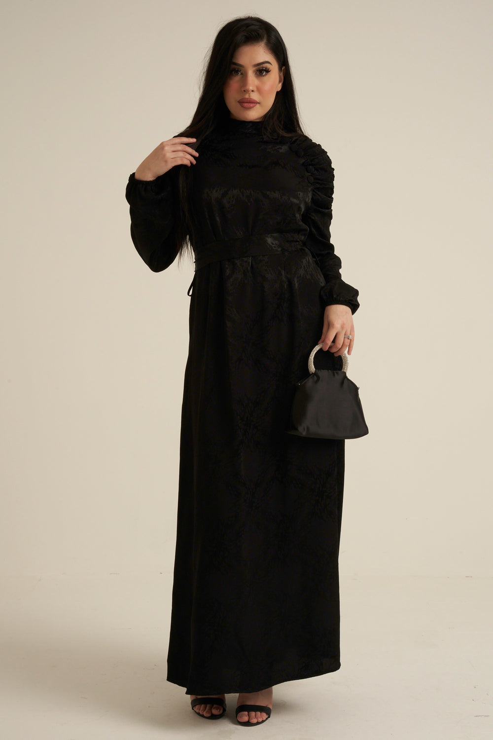 Verona Black Long Sleeve Maxi dress