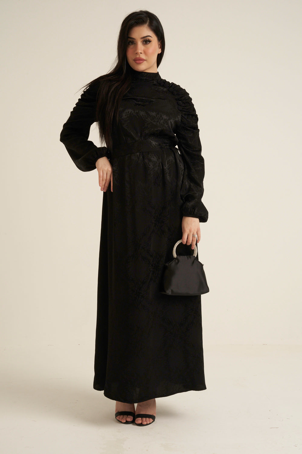 Verona Black Long Sleeve Maxi dress