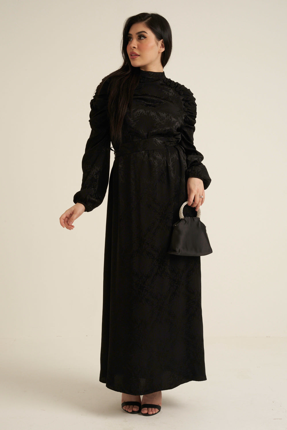 Verona Black Long Sleeve Maxi dress