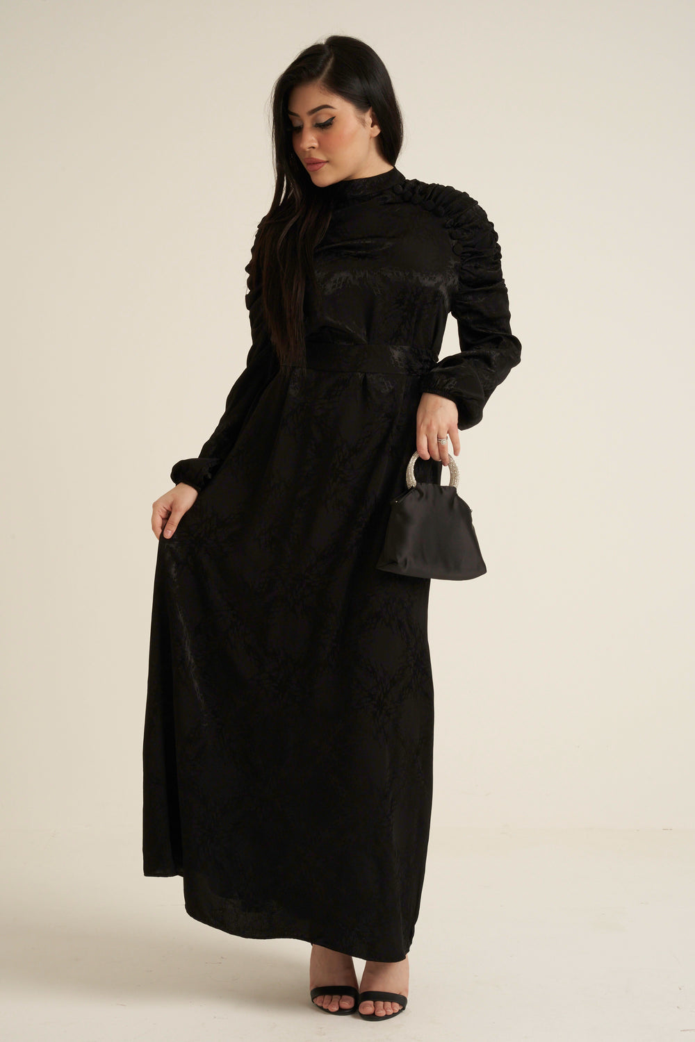 Verona Black Long Sleeve Maxi dress