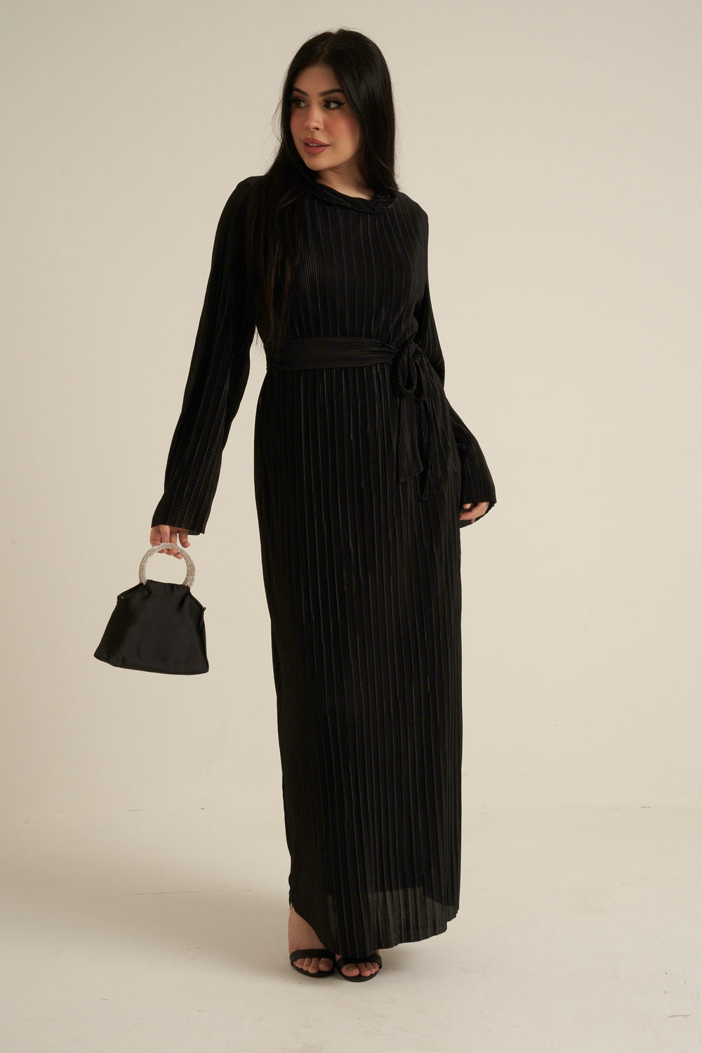 Black Luxe Maxi Dress with belt